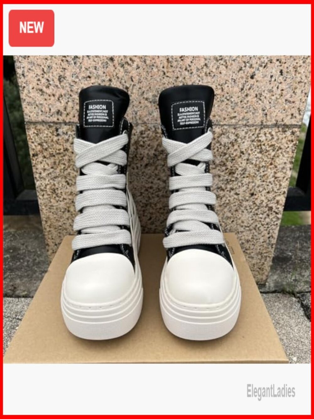 Chunky Platform Sneakers, Thick Sole, Vegan Leather, Unisex Fashion - Picture 4 of 7